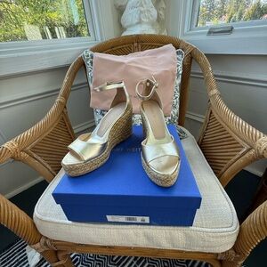 Stuart Weitzman Nudist Curve Espadrille Wedges
Gold